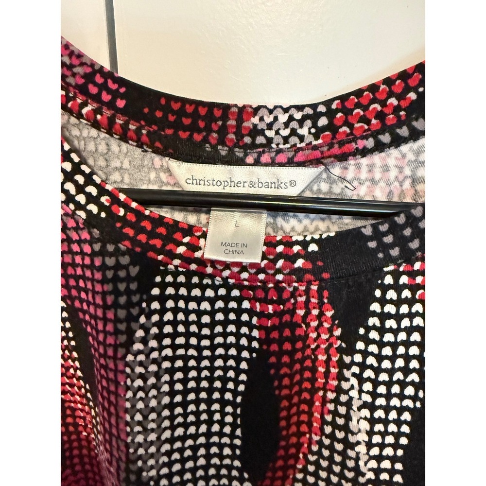 Christopher & Banks Womens Size L 3/4 Sleeve Round Neck Abstract Print Top - Picture 4 of 9